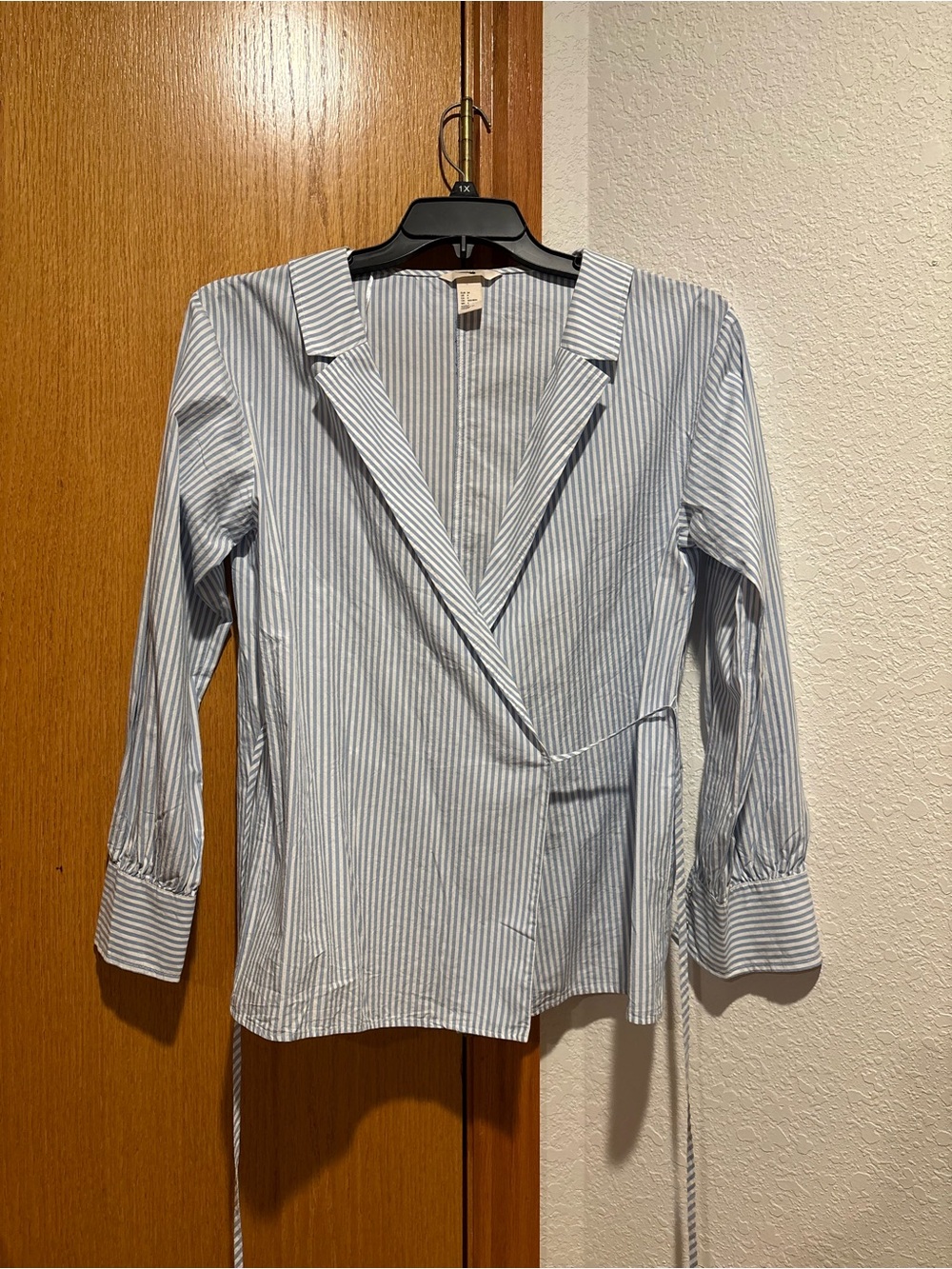 H&M Striped Wrap Long Sleeve Shirt